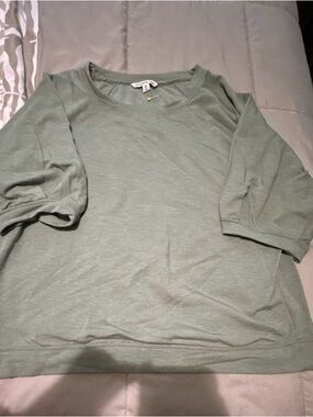 Zac & Rachel Woman Green Plus Size 1X Short Sleeve Knit Top